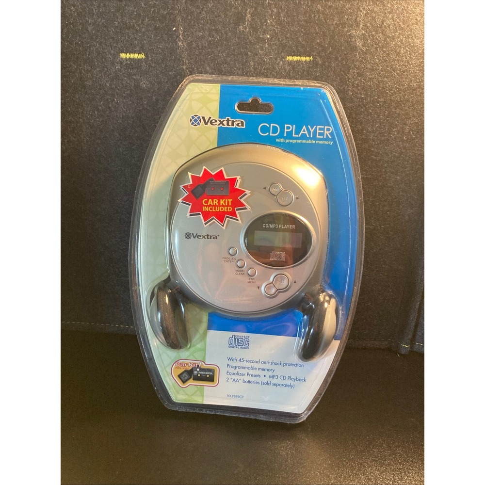Vextra VX3989CP Portable CD MP3 Player with Car Kit and Headphones Silver‎ New